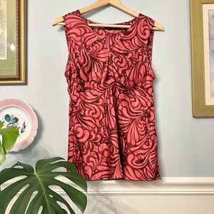 Y2K The Limited 100% Silk Sleeveless Top Medium Babydoll Pink Burgundy Retro 90s